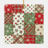 Christmas patchwork pattern photo keramisch ornament (Achterkant)
