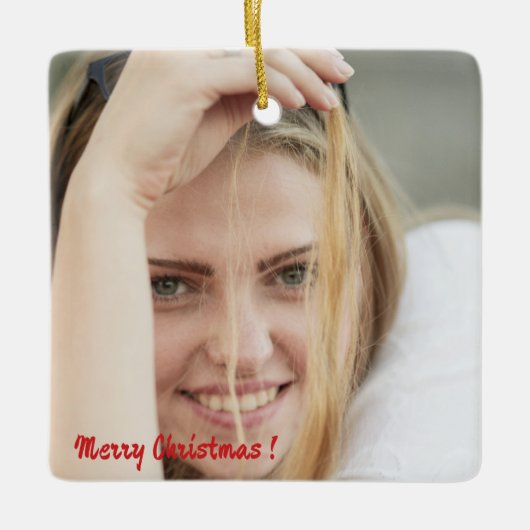 Christmas patchwork pattern photo keramisch ornament (Voorkant)