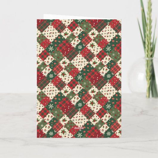 Christmas patchwork pattern photo wishes feestdagen kaart (Achterkant)