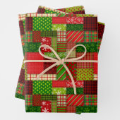 Christmas Patchwork Quilt Wrapping Paper Sheets (In situ)