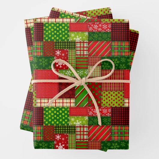 Christmas Patchwork Quilt Wrapping Paper Sheets  (In situ)