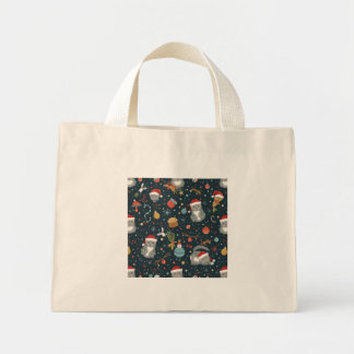 Christmas Pattern Cats Mini Tote Bag