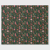 Christmas Pattern Green Cadeaupapier (Vlak)