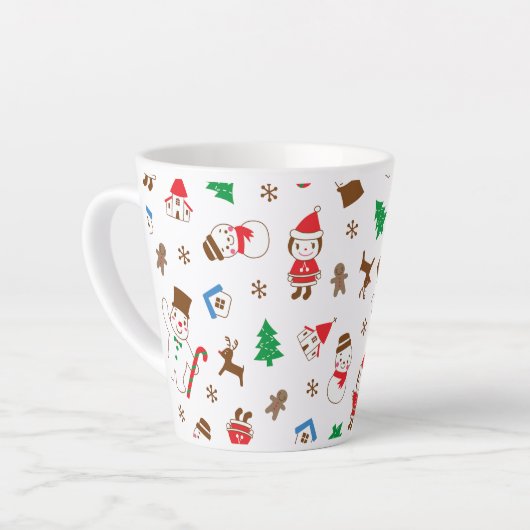 Christmas pattern icon santa tree happy gift latte mok (Linkerhoek)