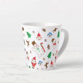 Christmas pattern icon santa tree happy gift latte mok (Rechterhoek)