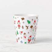Christmas pattern icon santa tree happy gift latte mok (Voorkant)