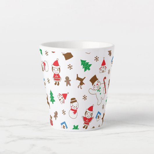 Christmas pattern icon santa tree happy gift latte mok (Voorkant)