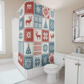Christmas pattern in patchwork style. Traditional  Douchegordijn (In situ)