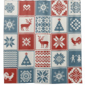 Christmas pattern in patchwork style. Traditional  Douchegordijn (Voorkant)