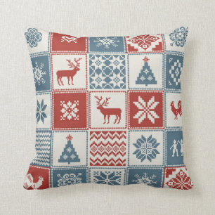Christmas pattern in patchwork style. Traditional Kussen