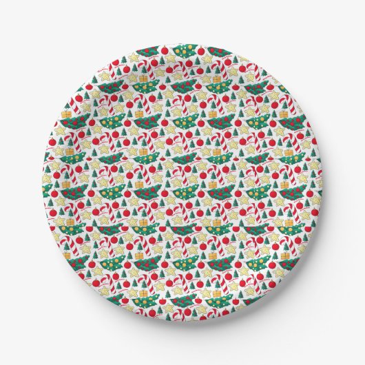 Christmas Pattern Paper Plates Papieren Bordje (Voorkant)