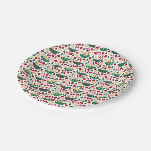 Christmas Pattern Paper Plates Papieren Bordje (Gekanteld)