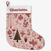 Christmas Pattern Photo | Pink Christmas Stocking Grote Kerstsok (Voorkant)