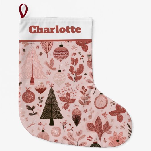 Christmas Pattern Photo | Pink Christmas Stocking Grote Kerstsok (Voorkant)