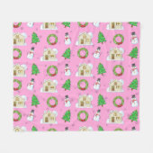 Christmas Pattern - Pink Background Fleece Deken (Voorkant (Horizontaal))