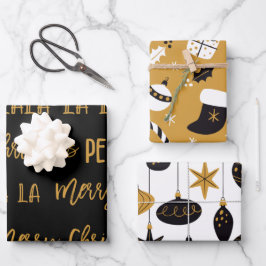 Christmas pattern set inpakpapier vel