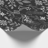 Christmas Pattern Silver White Wrapping Paper Cadeaupapier (Hoek)