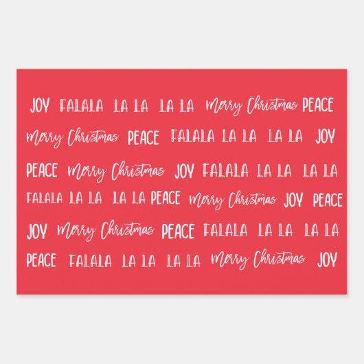 Christmas pattern text Red set Wrapping Paper (Voorkant)