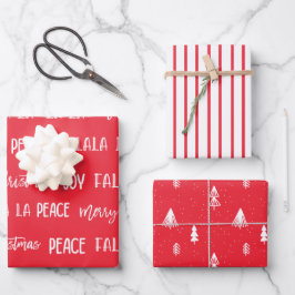 Christmas pattern text Red set Wrapping Paper