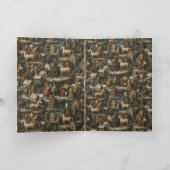 Christmas Pattern Vintage Art Feestdagen Kaart (Binnen)