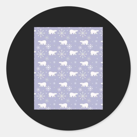 Christmas Pattern With Lar Bears And Snowflakes  Ronde Sticker (Voorkant)