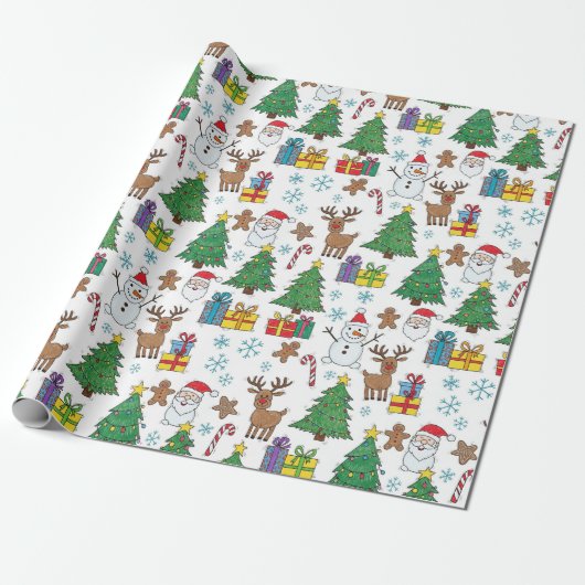 Christmas Pattern Wrapping Paper Cadeaupapier (Uitgerold)