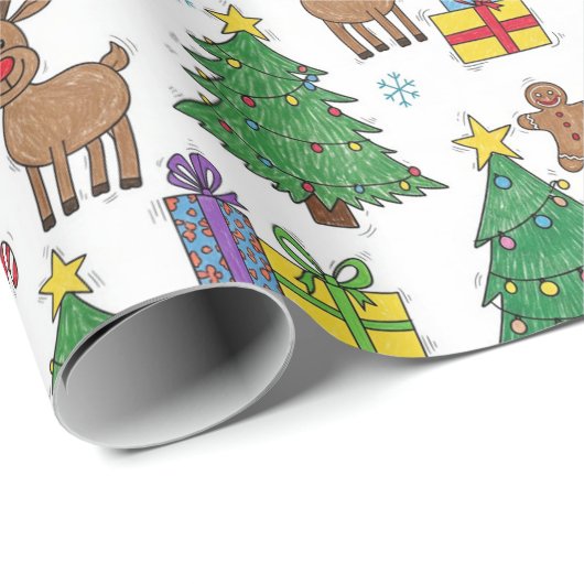 Christmas Pattern Wrapping Paper Cadeaupapier (Rol Hoek)