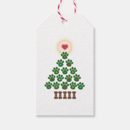 Christmas Paw Print Tree Gift Labels Cadeaulabel