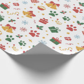 Christmas Paw Prints & Gifts Wrapping Paper Cadeaupapier (Hoek)