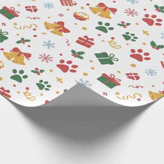 Christmas Paw Prints & Gifts Wrapping Paper Cadeaupapier (Hoek)