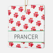 Christmas Paw Prints Red PET NAME Holiday Fun Keramisch Ornament (Links)