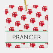Christmas Paw Prints Red PET NAME Holiday Fun Keramisch Ornament (Voorkant)