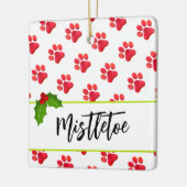 Christmas Paw Prints Red PET NAME Holiday Fun Keramisch Ornament (Links)