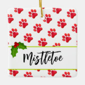 Christmas Paw Prints Red PET NAME Holiday Fun Keramisch Ornament (Voorkant)