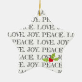 Christmas PEACE LOVE JOY Holly Holiday Star Keramisch Ornament (Voorkant)