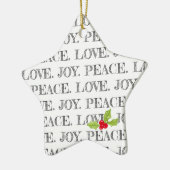 Christmas PEACE LOVE JOY Holly Holiday Star Keramisch Ornament (Links)