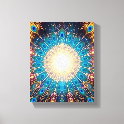 Christmas Peacock Frequency Premium Wrapped Canvas (Voorkant)