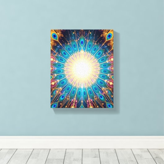 Christmas Peacock Frequency Premium Wrapped Canvas (Insitu (Houten vloer))