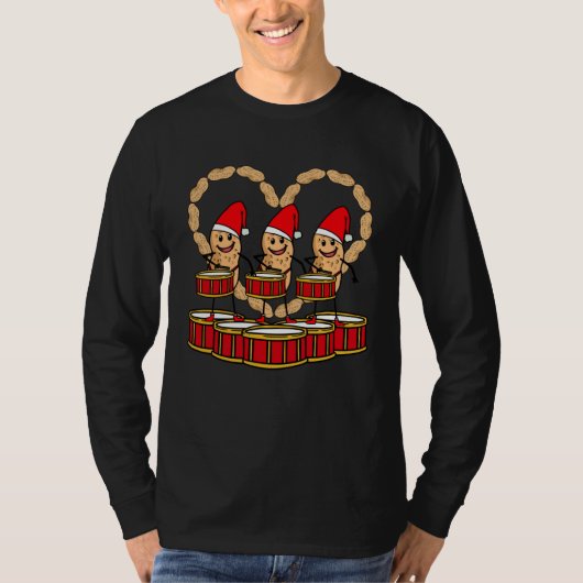 Christmas peanut drumming kids cute t-shirt (Voorkant)