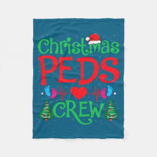 Christmas Peds Crew Santa Hat Xmas Tree Pediatric  Fleece Deken (Voorkant)