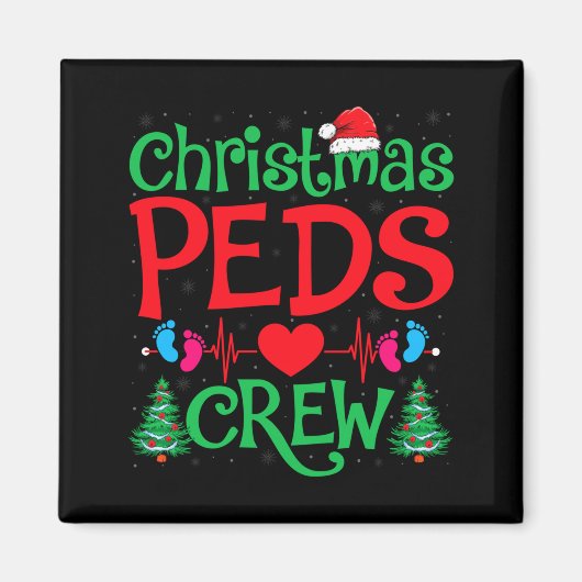 Christmas Peds Crew Santa Hat Xmas Tree Pediatric  Magneet (Voorkant)