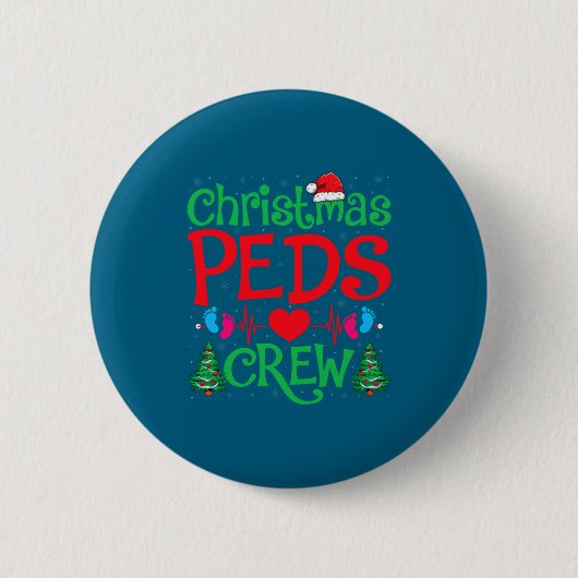 Christmas Peds Crew Santa Hat Xmas Tree Pediatric  Ronde Button 5,7 Cm (Voorkant)