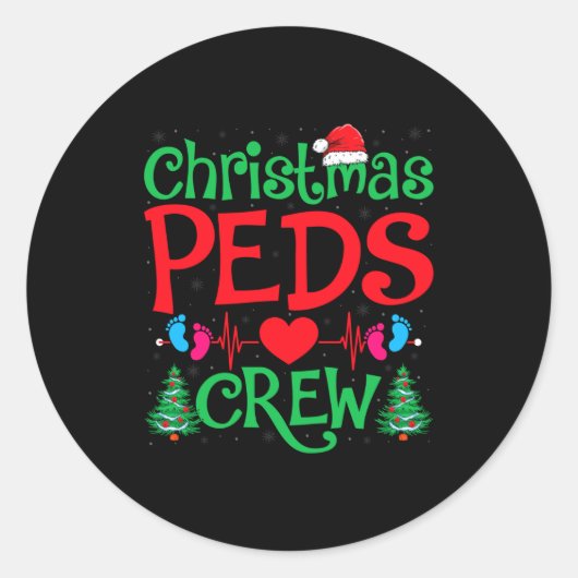 Christmas Peds Crew Santa Hat Xmas Tree Pediatric  Ronde Sticker (Voorkant)