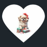 Christmas Pekingese Hart Sticker<br><div class="desc">Christmas Pekingese</div>
