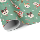 Christmas Pembroke Welsh Corgi Dogs Cadeaupapier (Rol Hoek)