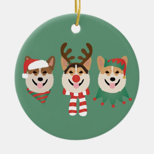 Christmas Pembroke Welsh Corgi Dogs Keramisch Ornament (Voorkant)