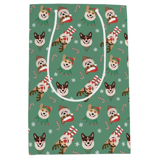 Christmas Pembroke Welsh Corgi Dogs Medium Cadeauzakje (Voorkant)