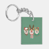 Christmas Pembroke Welsh Corgi Dogs Sleutelhanger (Voorkant Links)