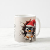 Christmas Penguin Breaking Through - Schattigee 3D Koffiemok (Voorkant rechts)