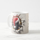 Christmas Penguin Breaking Through - Schattigee 3D Koffiemok (Voorkant links)